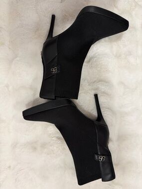 Black Knit Platform Stiletto Ankle Boots